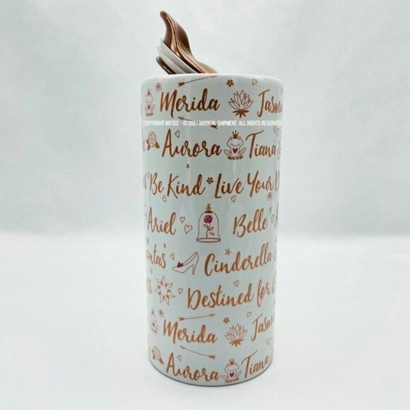 Disney Parks - Ceramic Tumbler Mug - Princess Signatures - Rose Gold - Picture 1 of 5
